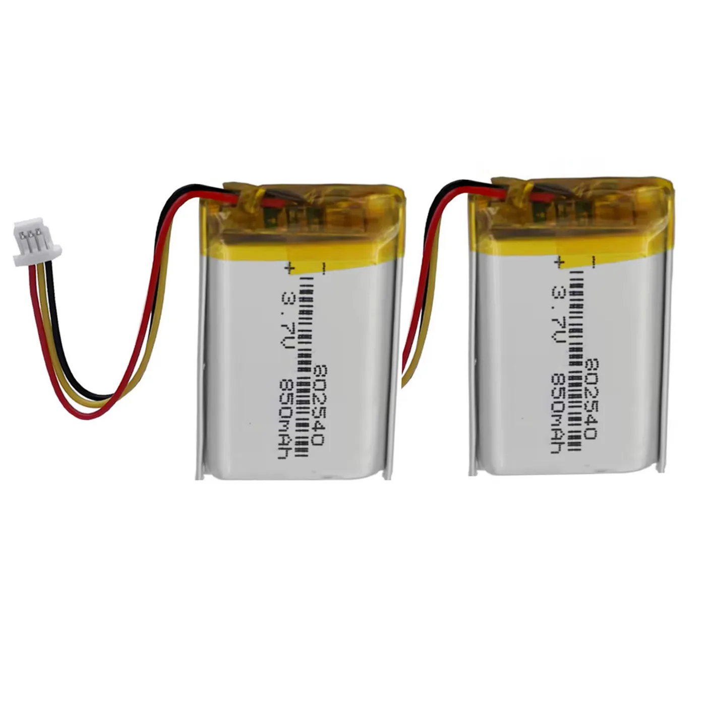 2PCS/Lot 802540 3.7V 850MAh Rechargeable Li LiPo Battery Thermistor JST 3Pin 1.0mm Connector for Driving Recorder DashCam