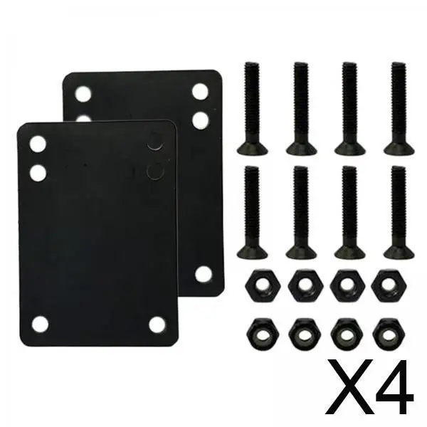 4x camion da skateboard per montaggio su longboard con 2 accessori per pad