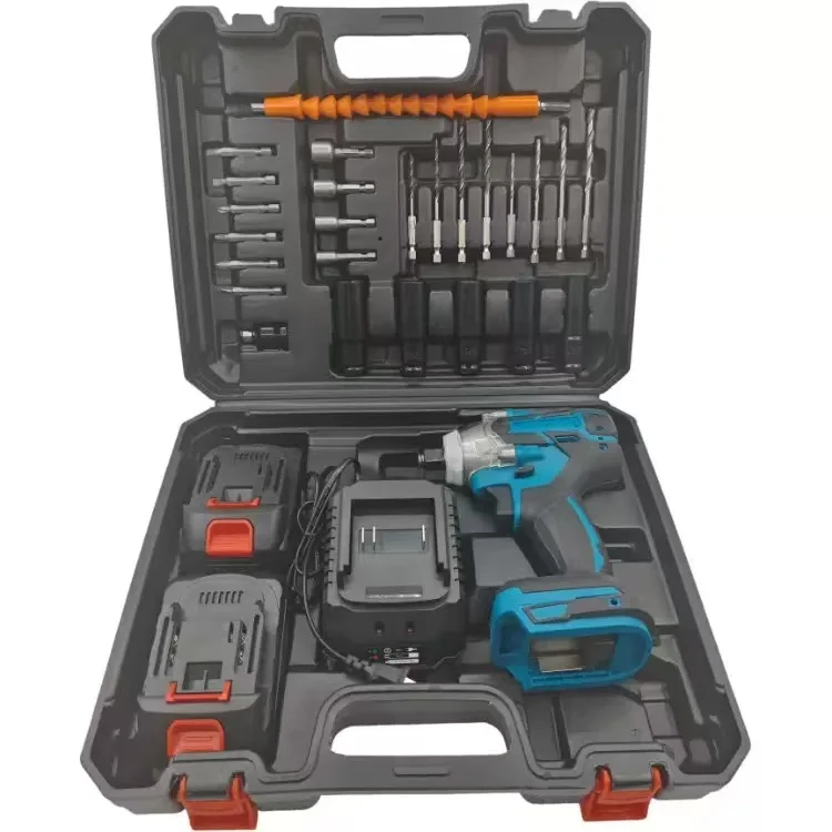 New 21v Brushless Lithium Power Wrench, Electric Tool, High Torque Cordless Electric Wrench Set