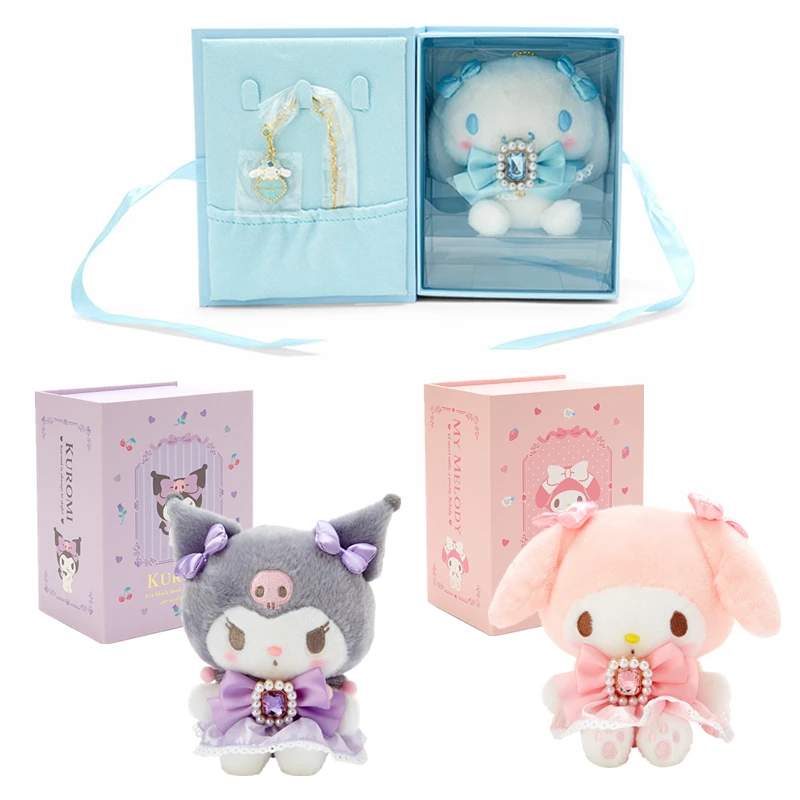 

Kawaii Kuromi My Melody Cinnamoroll Plush Doll Necklace Gift Box Anime Sanrioed Girl Heart Cute Backpack Pendant Girl Gift