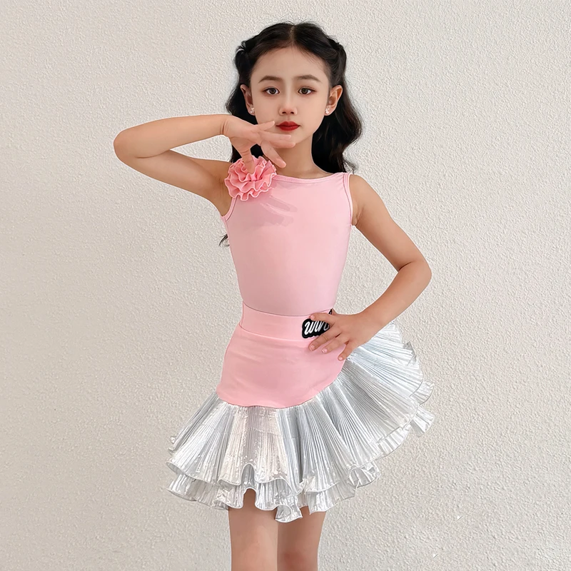 

Kids Salsa Samba Latin Dance Dresses Girls Latin Dance Competition Costumes Pink Ballroom Dance Performance Dress SL15746