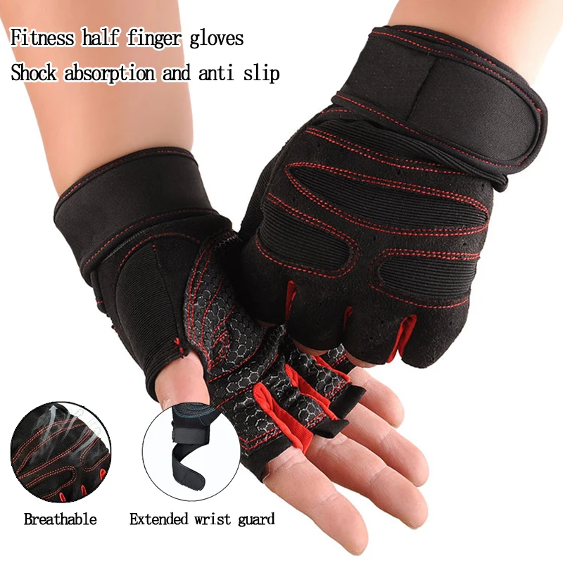 

1Pair Fitness Gloves Men And Women Riding Non Slip Horizontal Bar Exercise Training Wrist Guard Half Finger Sports Gloves