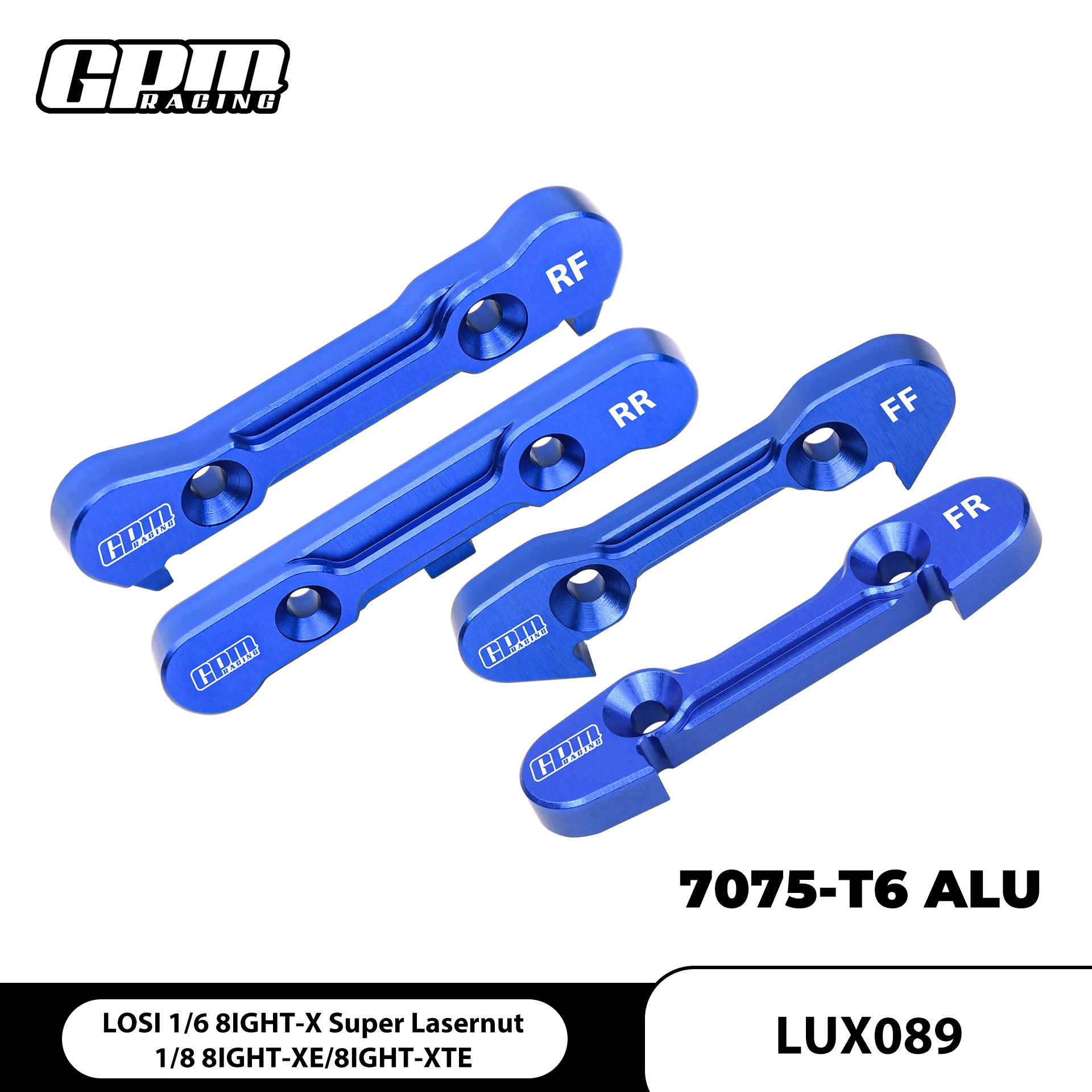 GPM 7075 Alloy F & R Lower Suspension Mount LOS04019 LOSI 1/6 8IGHT-X Lasernut 8XE 8XTE LOS254074