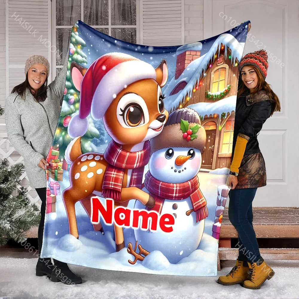 

1 шт., одеяло с принтом палевого и снеговика, теплое мягкое фланелевое одеяло для дома, постельное белье, диван, путешествия, рождественские подарки на колесах