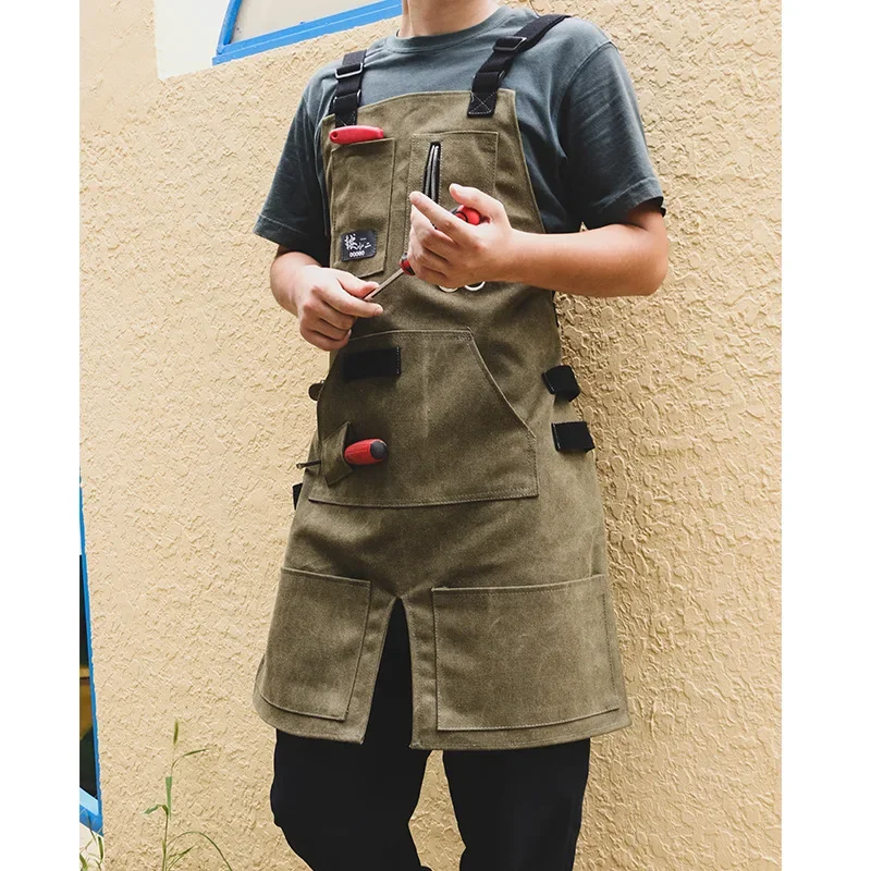 Denim Canvas Apron Outdoor Work Home Gardner Carpentry Carving Barbecue Men and Women Work Clothes