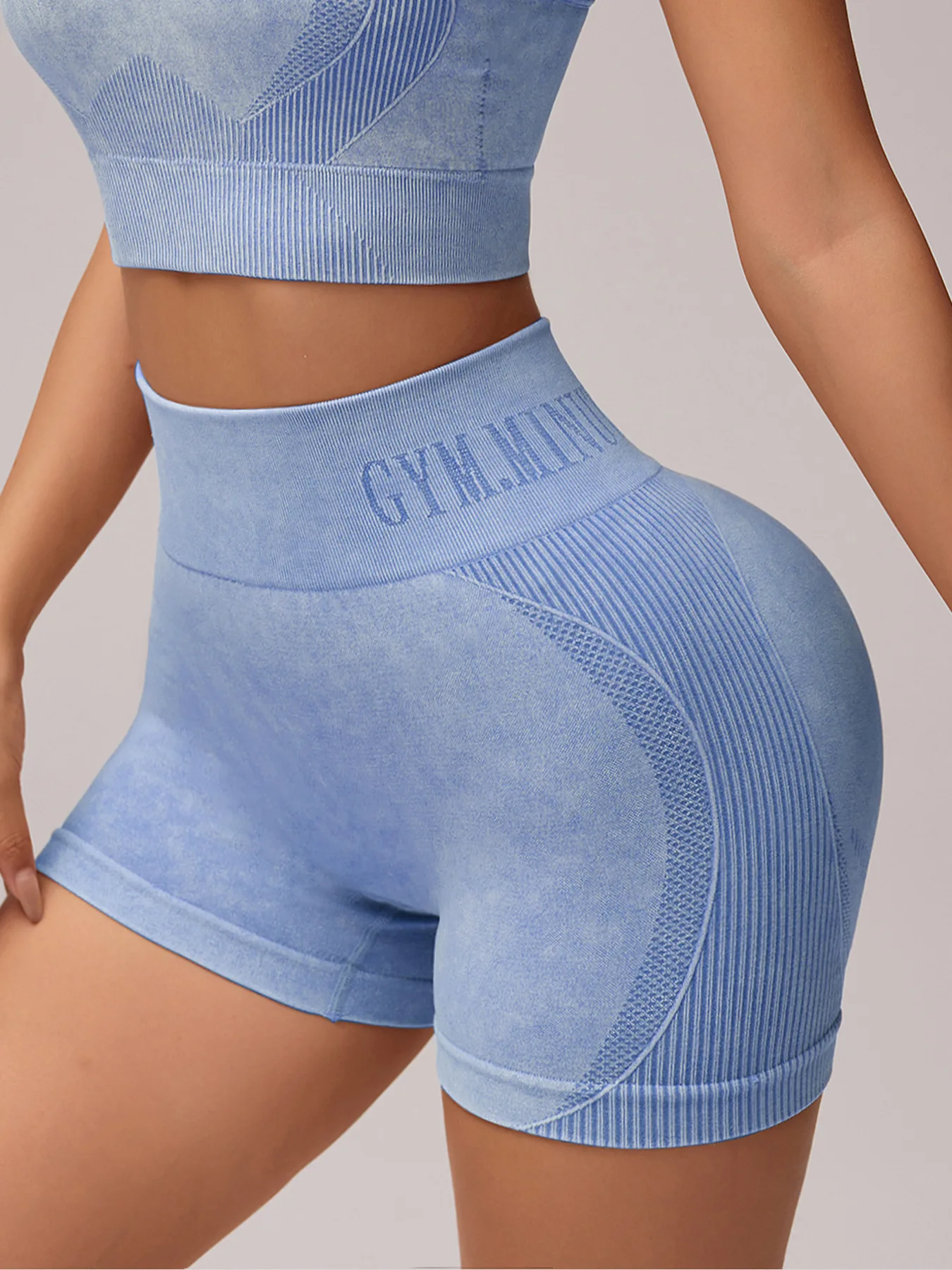 Damen Sand-Wash High-Waist Yoga-Shorts mit Bauchkontrolle und Po-Lifting-Effekt, Hochelastische Slim-Fit Sporthose für Laufen, Fitness und Workout – Detail 29