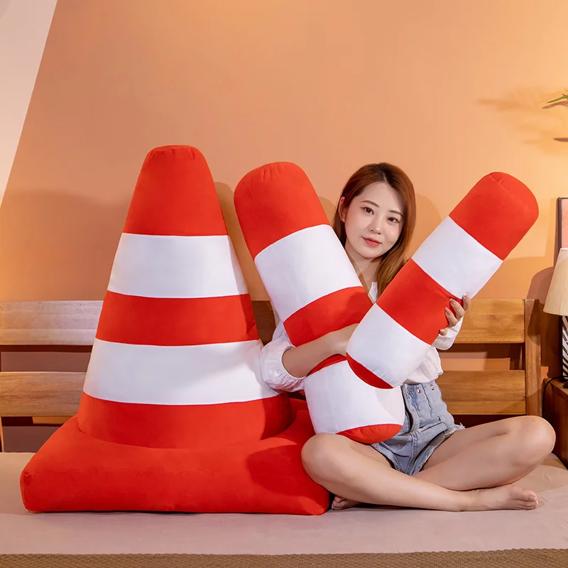 Creative Roadblock Plush Pillow Traffic Cones Mini Road Toy Simulation Construction Cone Sign Cushion Doll Kids Game Toys