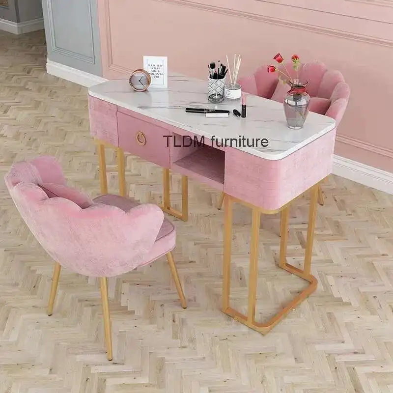 

Modern Minimalist Nail Tables Manicure Shop Table and Chair Set Japanese Light Luxury Single Double Professional Manicure Table