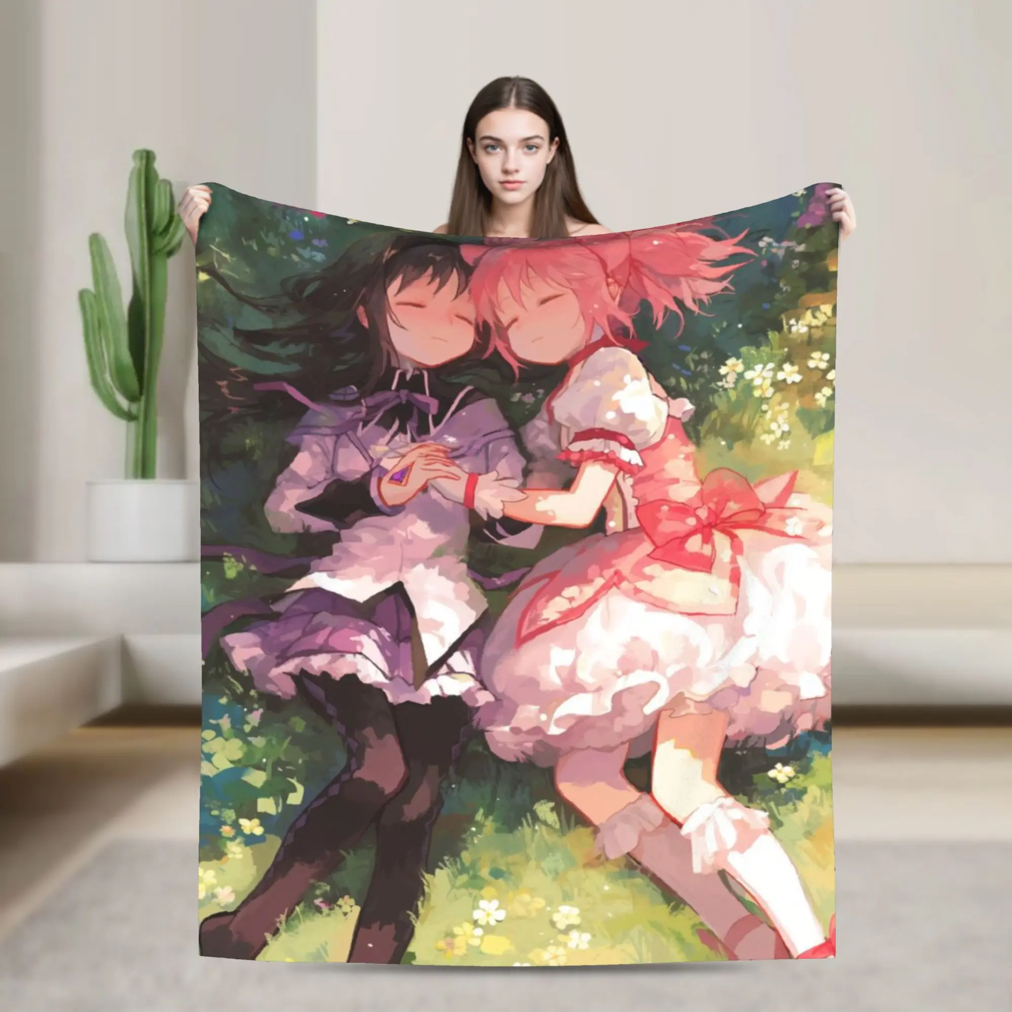 Puella Magi Madoka Magica Throw Blanket for Couch Fuzzy Plush Blanket 50x60 Inches Multiple Sizes Bedspreads for All Seasons