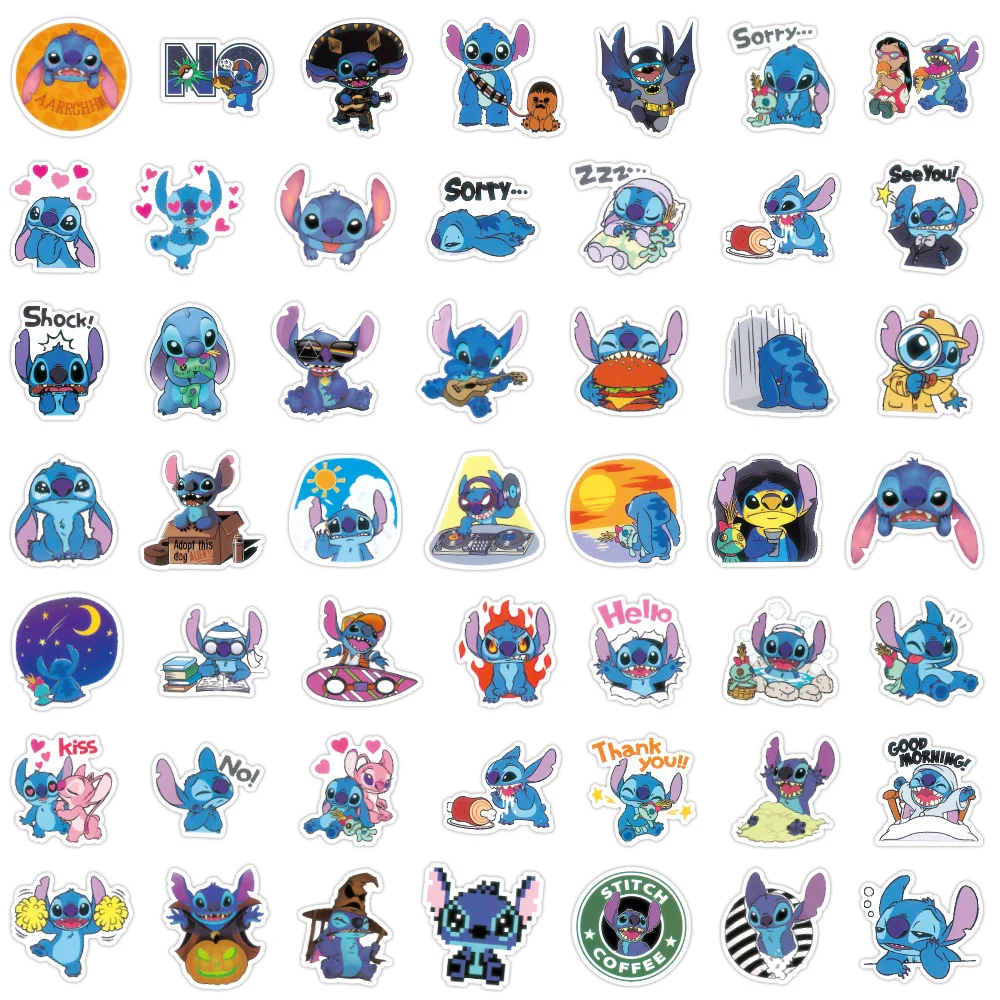 10/30/50/100pcs Cute Cartoon Disney Lilo Stitch Stickers Decal Waterproof Skateboard Guitar Laptop Funny Sticker Kid Classic Toy