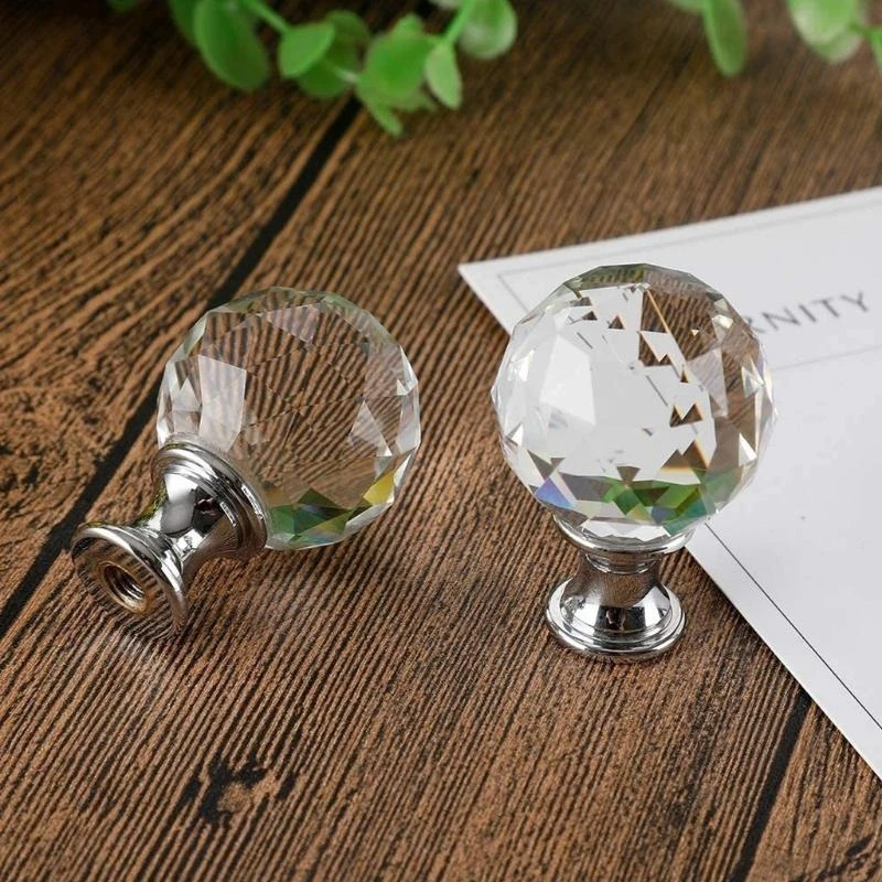2Pcs Clear Crystal Glass Ball Finial Lamp Top Cap Diamond Lampshade Knob top sale