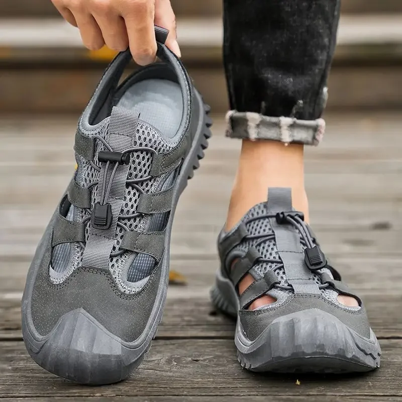 

Мужские сандалии на липучке с отверстиями на платформе, летняя распродажа высокого качества, роскошная дизайнерская уличная стильная мужская обувь из ПВХ