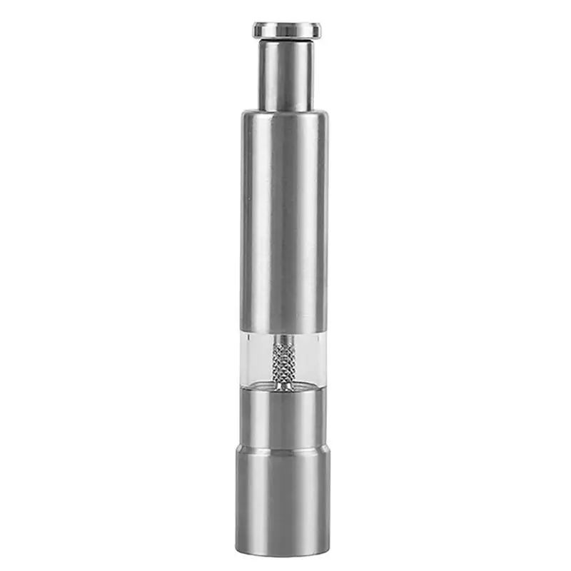 Salt and Pepper Grinder  One Handed Salt and Pepper Mill  Salt Pepper Grinders with Push Button Tops StainlesSteel Base and Rod