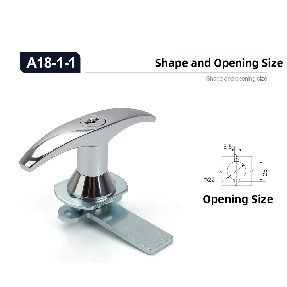 Industrial Zinc Alloy T-Handle Cabinet Lock With Keys, Chrome Finish Door Latch For Electrical Box Toolbox, 102mm, 2-Pack