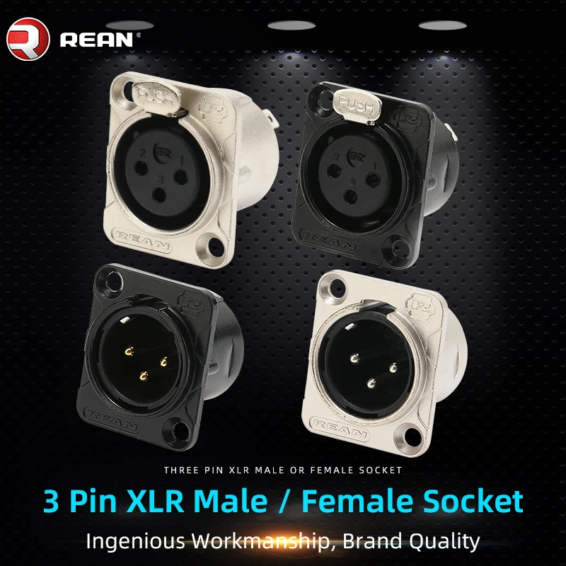 NEUTRIK's REAN 3 Pin XLR Socket Connector Male Female Gold/ Tin Plating YS145 YS146 Socket D-type Power Amplifier Module 1-10PCS