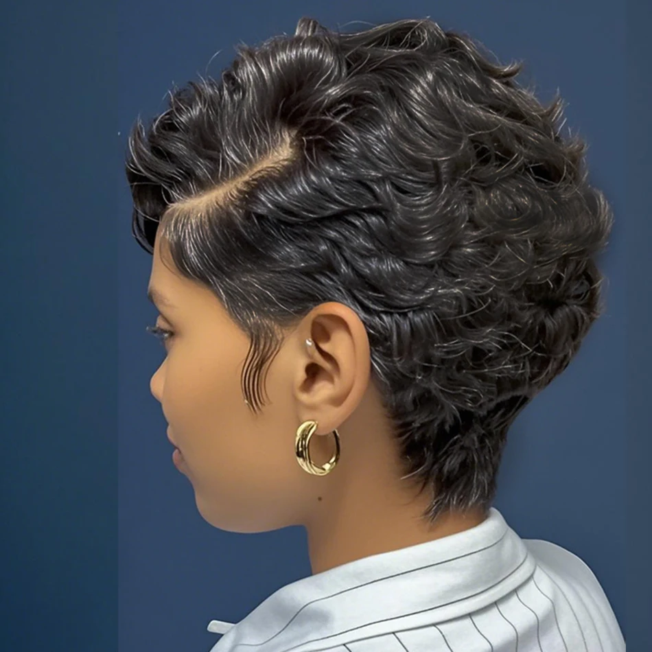 13x4x1 dentelle frontale perruque lâche vague bouclée cheveux humains brésilien Remy cheveux court Bob coupe lutin perruque cheveux humains 6 pouces 150% densité