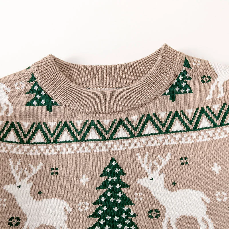 Christmas Elk Knit Sweaters Boys Girls Autumn Warm Xmas Sweaters Kids Winter Cartoon Clothing Coats Baby Casual Cotton Pullover