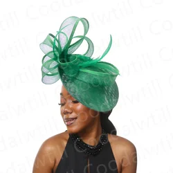 Femme Mariage Headpiece Fascinator Hat Women Formal Wedding Church Event Tea Millinery Cap Feather Kentucky Derby Race Chapeau