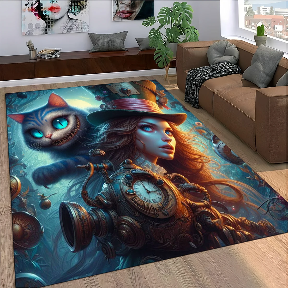 2025 New Cheshire Cat Alice Cartoon Disney Carpet Rug for Bedroom Living Room Home Sofa Decoration,Children Game Decor Floor Mat