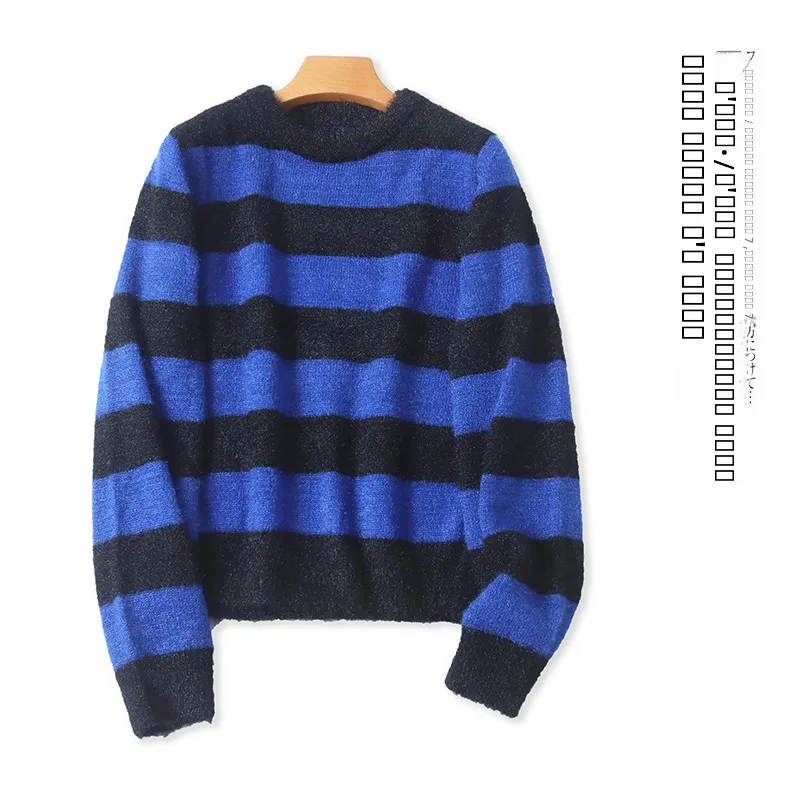 Striped Long Sve Sweater round Ne Pullover Warm Faionable Spring Autumn New Sle Women's Clothing Slimming Effect