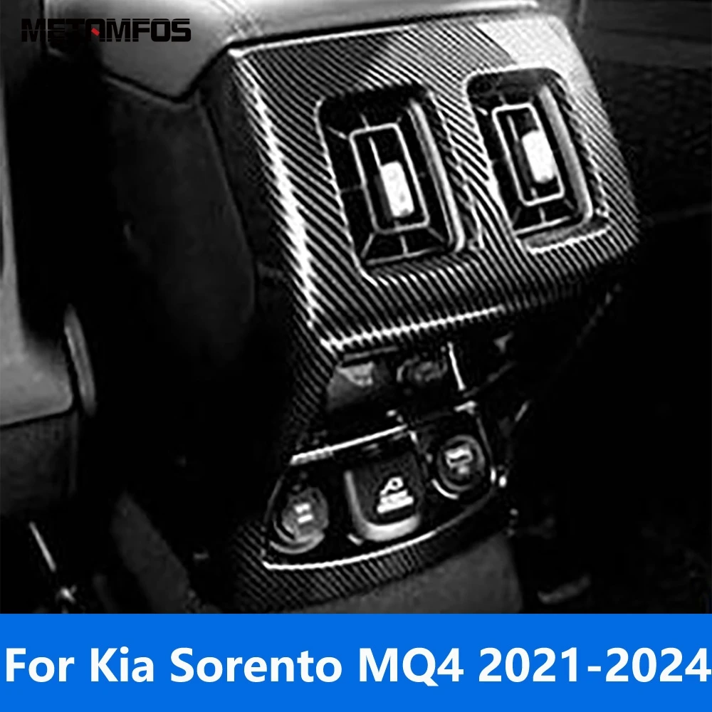 For Kia Sorento MQ4 2021 2022 2023 2024 Carbon Fiber Armrest Box Rear Air Condition Vent Outlet Cover Trim Interior Accessories