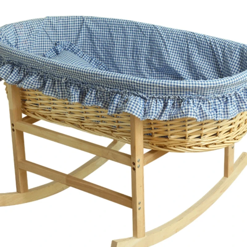 Cane-woven cradle for newborn babies, car-mounted portable baby bed, baby crib.