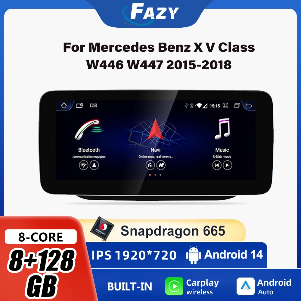 

Android 14 Carplay For Mercedes Benz V Class 639 W446 W447 V260 V250 8+128GB GPS Navi 2015-2017 Car Radio Multimedia Player
