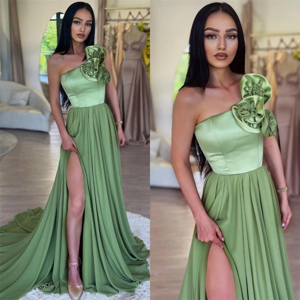 Customized Exquisite	Strapless Sheath Celebrity  Flowers Draped S Occasion Evening Gown جديد في فساتين	 vestido blanco