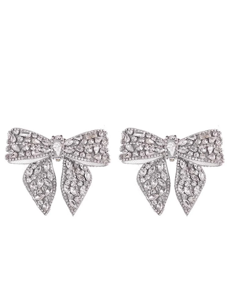 [Detachable buckle link] Suitable for size women's shoes size 31 to 44 thin heel high-heeled mesh bow pearl crystal buckle
