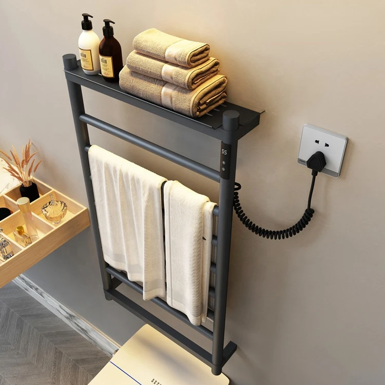 Modern design bathroom towel heated rail electric heater towel bar wall-mounted towel warmer rack