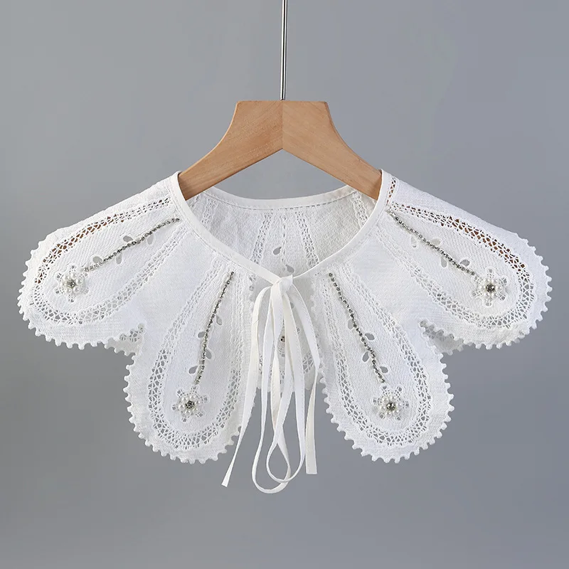 

Women Hollow Fake Collars Shawl for Women's Embroidery Shirt Female Detachable Collar Girls Half Shirt Neckwear Faux Col