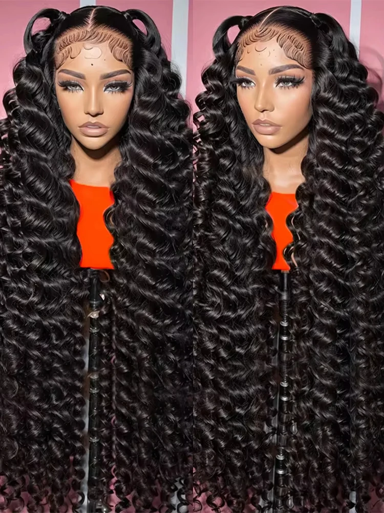 

40 Inch Curly Loose Wave 13x7 HD Lace Front Human Hair Wigs Brazilian 250% Loose Deep Wave Wigs 13x6 Lace Frontal Wig For Women