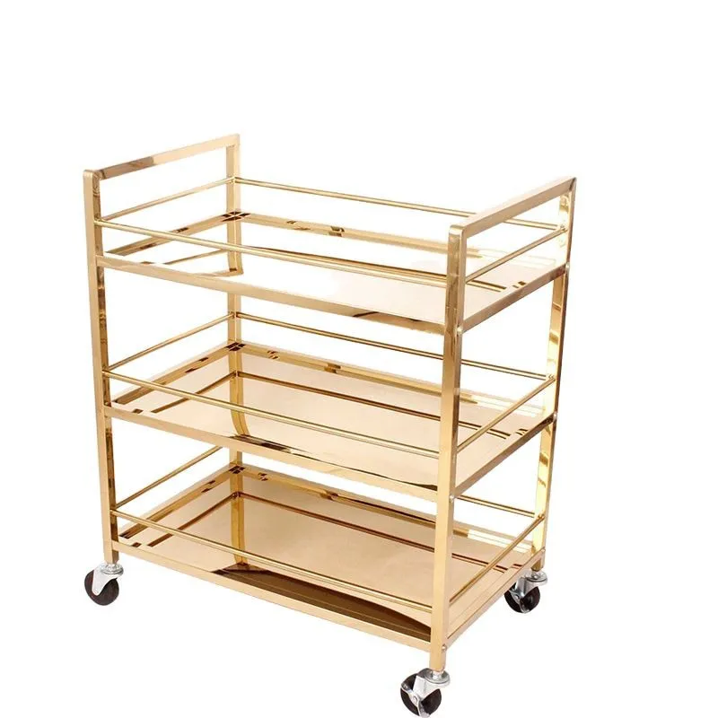 Restaurant, hotel, stainless steel titanium food delivery cart, small cart, mobile snacks, cakes, tea, and wine service carts