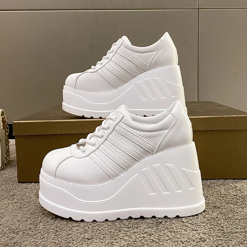 

High Quality Platform Sneakers for Women Fashionable Ultra-Thick Sole White Shoes for Women Wedges High Heel Pumps Zapatos Mujer