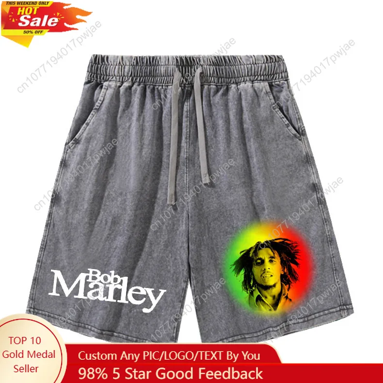 

Bob Marley Jamaica Singer Shorts Mans Woman Teenager Retro Short Pants Vintage Cotton Elastic Soft Beach Shorts Customized Pants