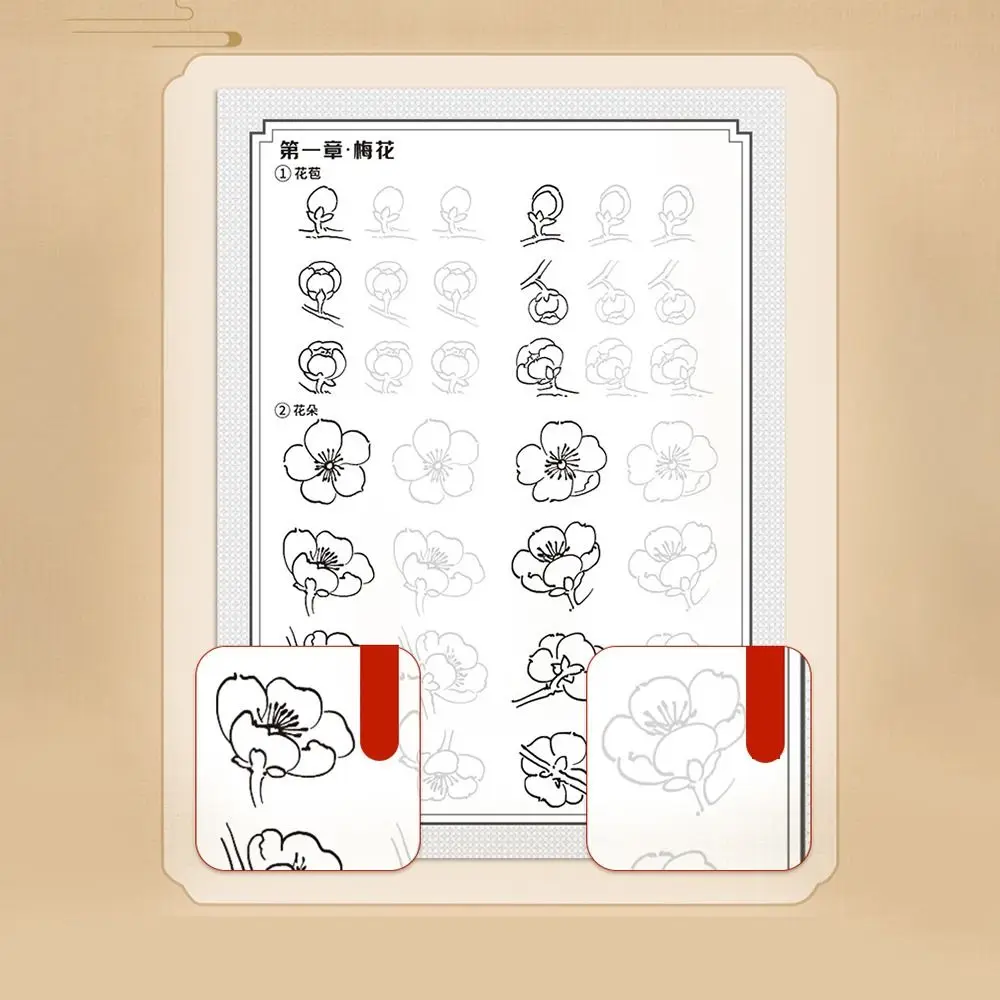 Hand Drawn Chinese Painting Sketch Basic Tutorial Landscape Flowers Chinese Painting Copying Book Practicing Figures