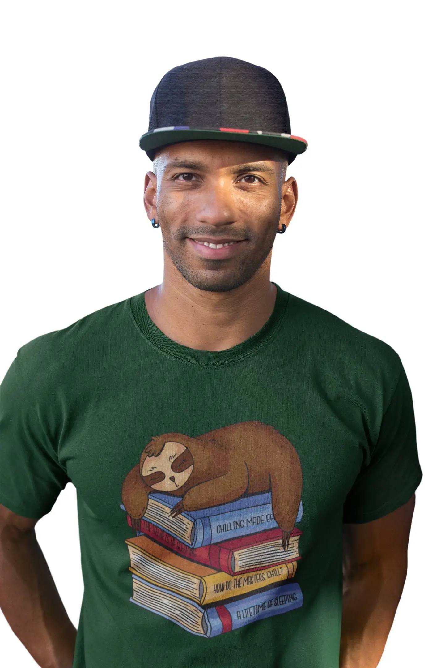 Sloth On The Books Men'S T Shirt Studying Animal Motif Man Birthday Gift Funny Print