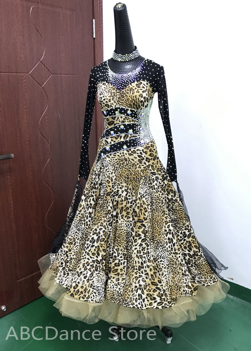 Women ballroom dance dress Standard Dance Dress ballroom dress for Competition modern dance Costume  Leopard  ABCDance Store