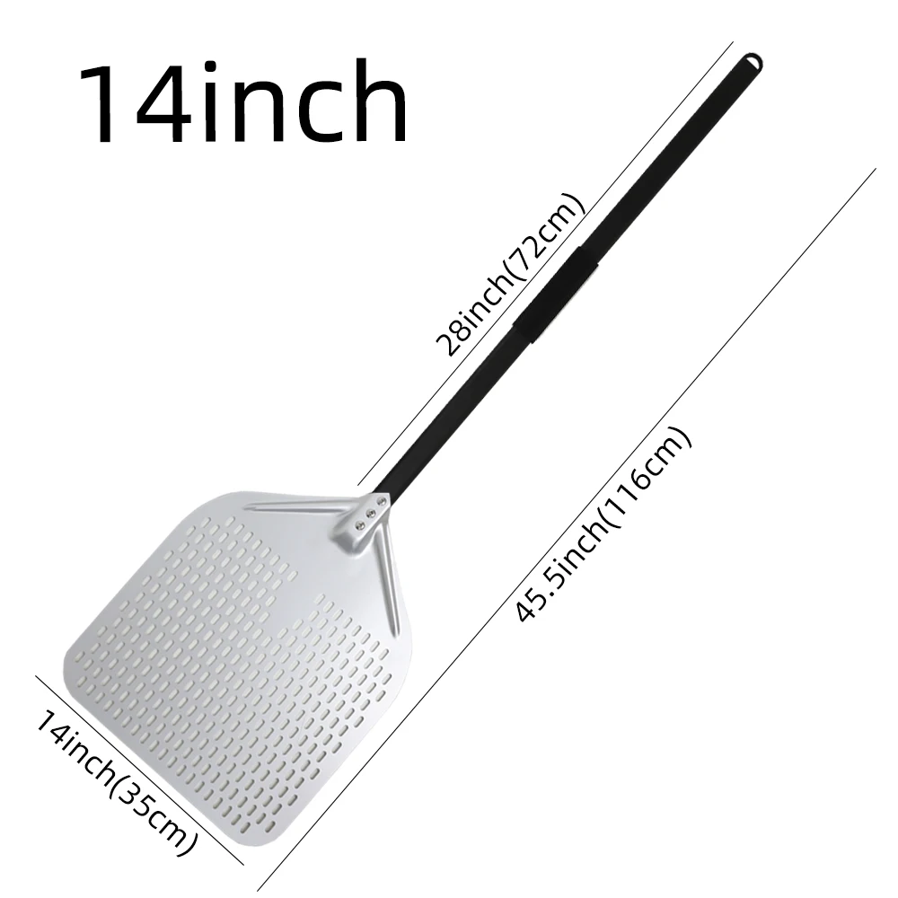 HEXINGYUAN 10 12 13 14 zoll Große Pizza Perforierte Schaufel Paddle Kurze/Lange Griff für Ofen Drehen Schälen Küche Utensilien pizza Backen Werkzeuge 10