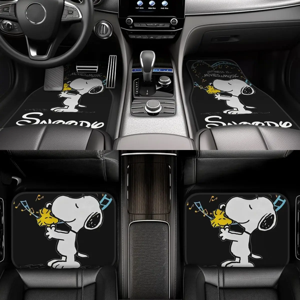 Woodstock Snoopys لطيف الكلاب الحصير سيارة السجاد مجموعة كاملة مقاوم للماء العالمي السيارات الكلمة حصيرة صالح لشاحنات SUV