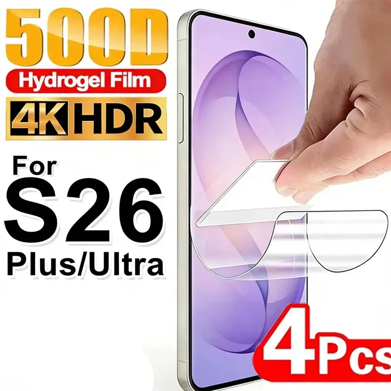 4PCS Hydrogel Film For Samsung S24 Ultra S26 Plus S25 FE S23 S21 S22 Note 20 Pro M23 5G S20 HD Silicone Soft Screen Protector
