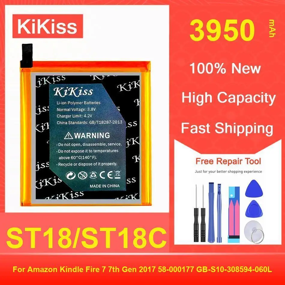 

Kikiss Battery 3950Mah ST18/ST18C For Amazon Kindle Fire 7 7Th Gen 2017 58-000177 GB-S10-308594-060L
