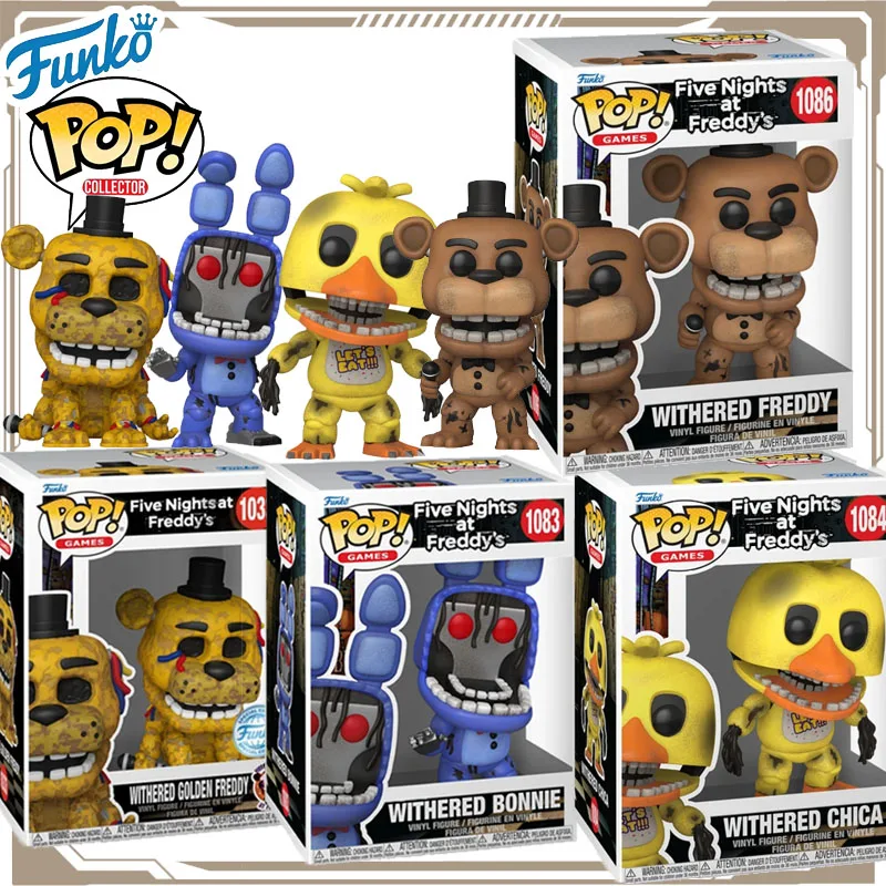 متوفر في المخزون Funko Pop الأصلي خمس ليال في Freddy's1086 ذابل فريدي دمية ألعاب شخصيات الحركة للبنين بنات أطفال هدية نموذج