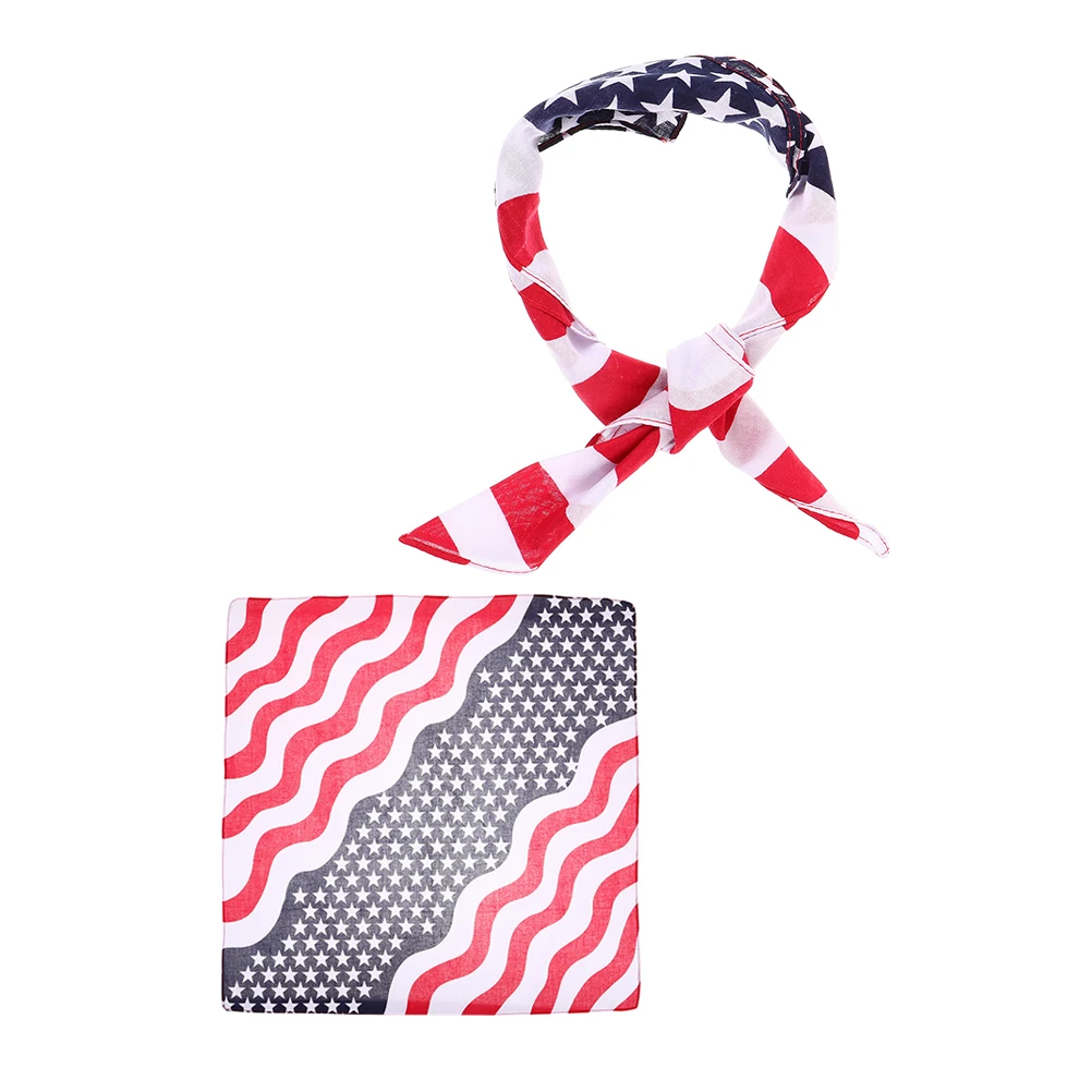 

2pcs Multifunctional Headscarf Small Square American Flag Printed Headbands Hair Bands Kerchiefs Bandanas Patriotic