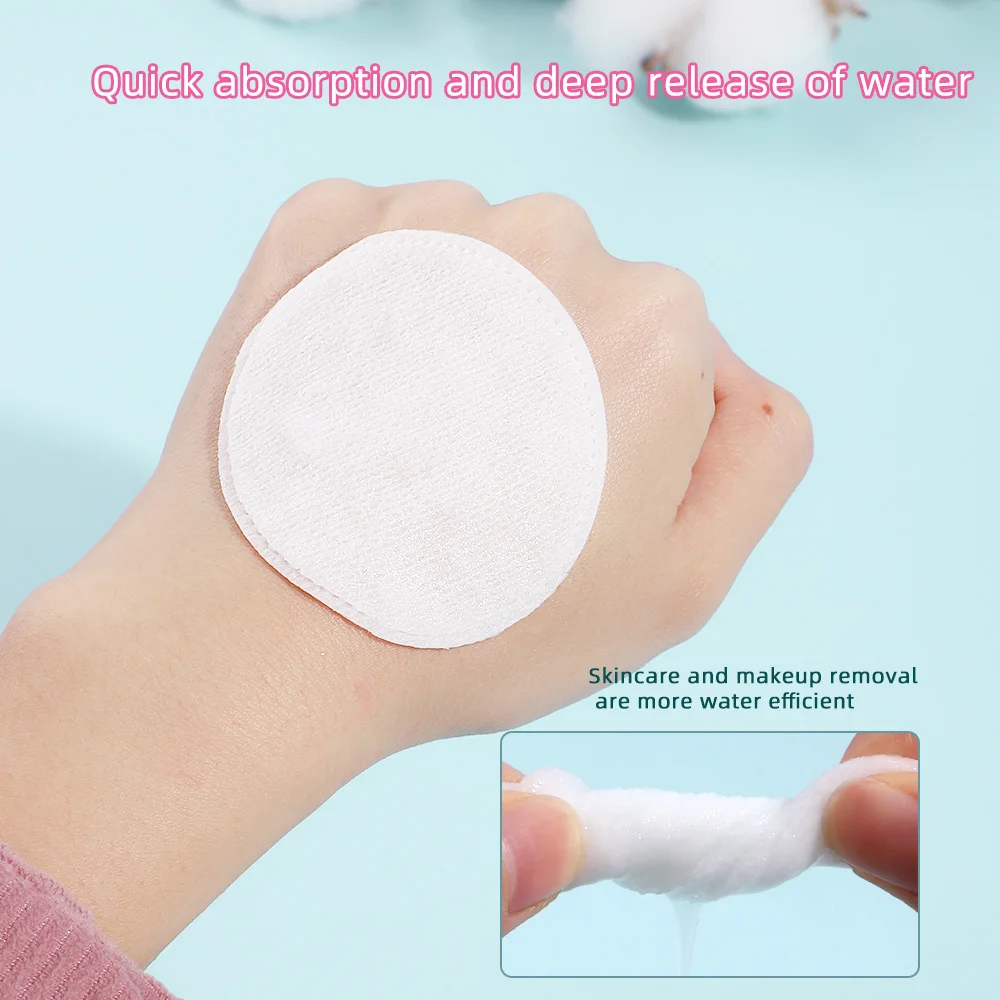 100pcs soft and breathable circular makeup remover pads, double-sided textured cotton pads, used for daily facial cleansing