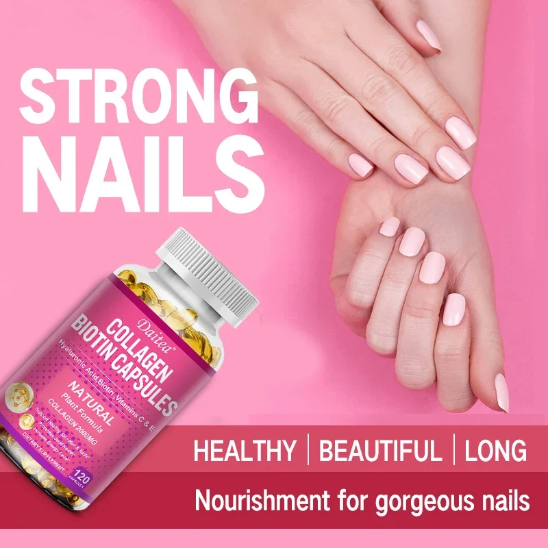 Collagen & Biotin Vitamin C E Hyaluronic Acid - Collagen Supplement for Men & Women - For Healthy Nails, Skin, Hair & Joints