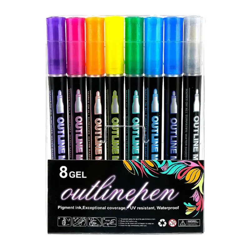 8 Colors Set Fluorescent pen Glows At Night Highlighter Pen Markers Christmas Painting Pastel Drawing Pen Supplies Stationery