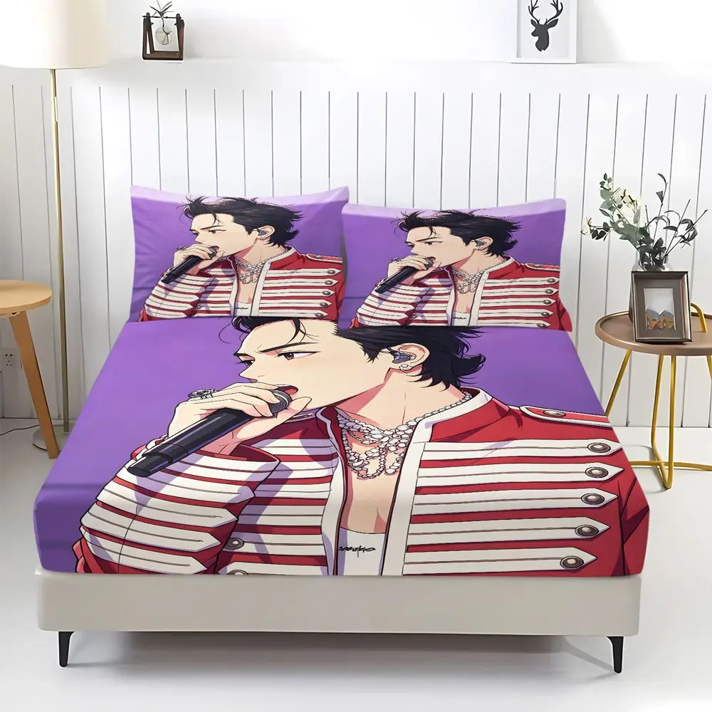 Stage Uniform Singer Fitted Sheet Set Bed Sheet Set Bedding Set No Fillers Hip Hop Digital Print Teen Bedroom Complete Bed Kit