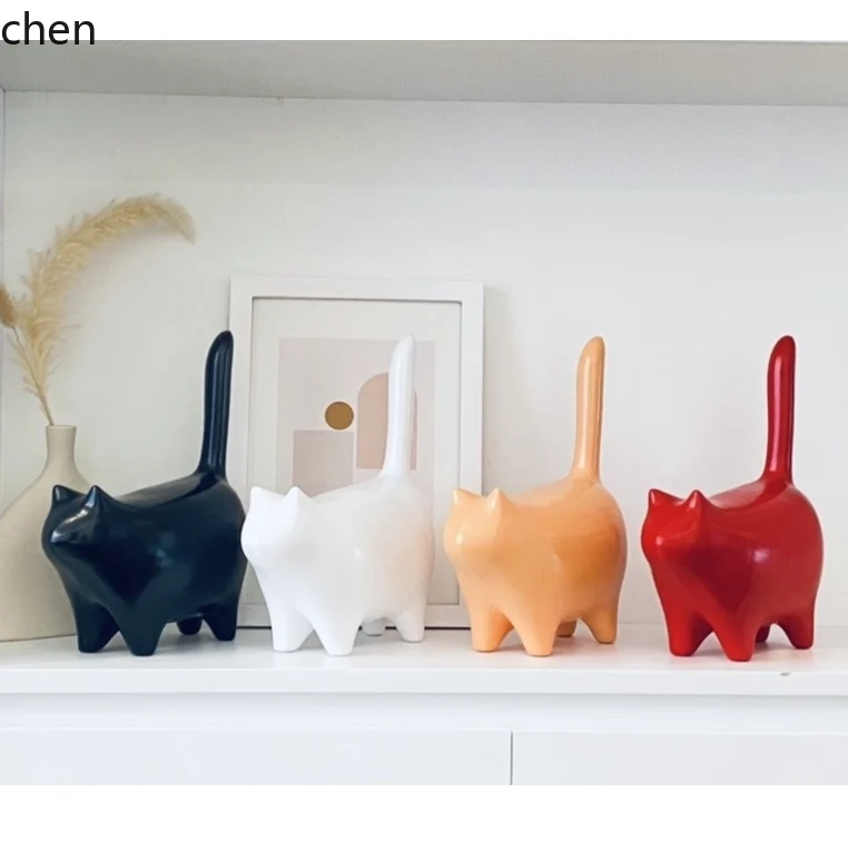 

HTT minimalist modern light luxury home living room kitten TV cabinet desktop decoration creative cute kitten ornament
