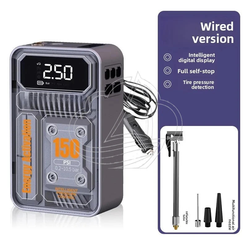 

Wireless Rechargeable Car Tire Inflator 150PSI Dual Pump Digital Air Pump For EV Car Bicycle Tires